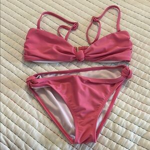 Athletic Pink Bikini Set with Adjustable Straps